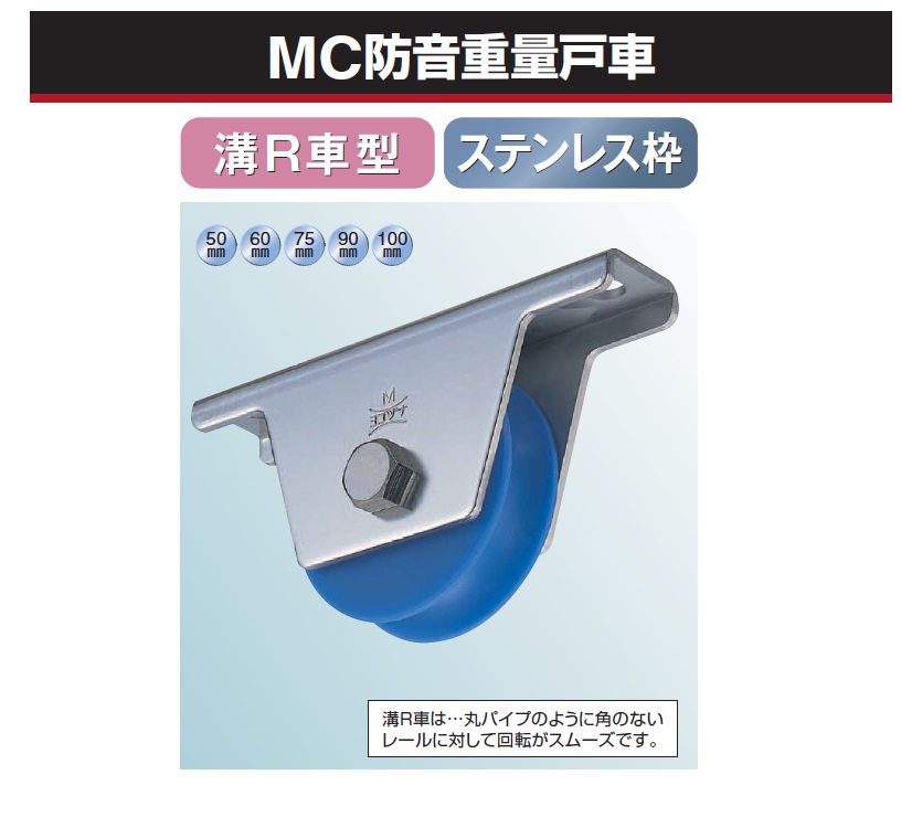 最安挑戦！ MC防音重量戸車 車のみ(ボルト・ナット付)(130mm・H型)(1個