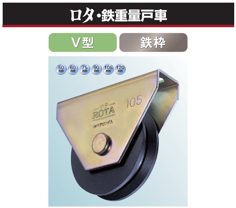 ヨコヅナ ロタ・鉄重量戸車 車輪径１２０ｍｍ 平型 WHU-1202 - ドア